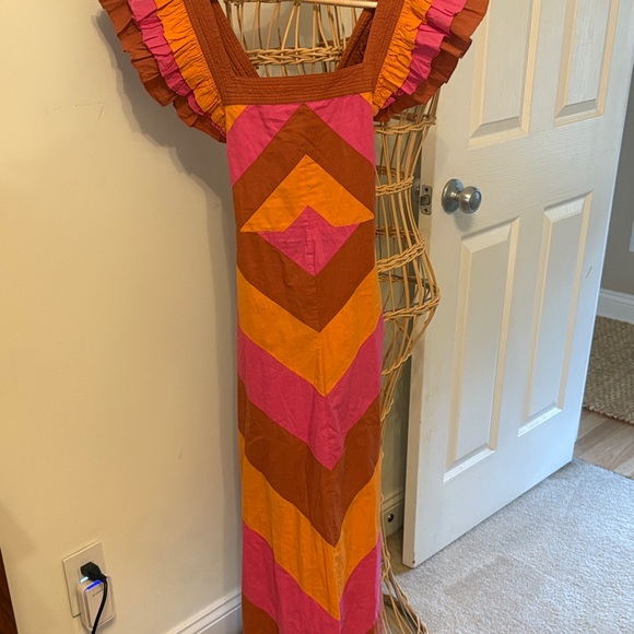 Colorful Striped Ruffle Dress - Picture 2 of 6